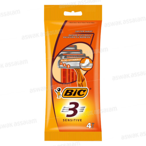 Rasoir Bic 3 lames sensitives aloe + vitamines x4