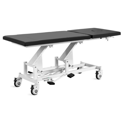 Alternative view of Table d’examen médical hydraulique X14 Saikang en acier inoxydable, pliable, manuel